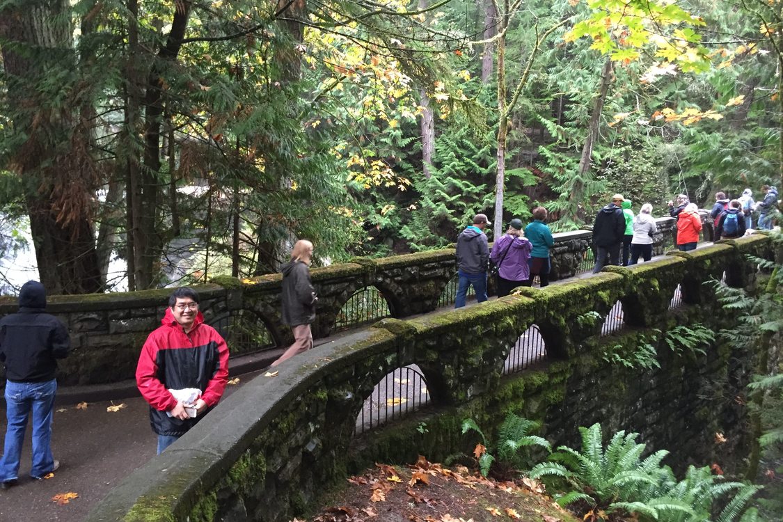 Photo of Mel Huie and other park-goers