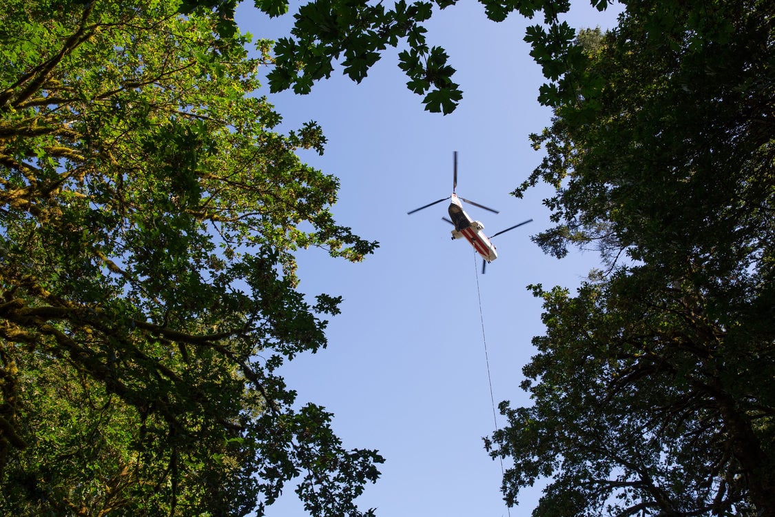 Helicopter flying over Oxbow Regional Park