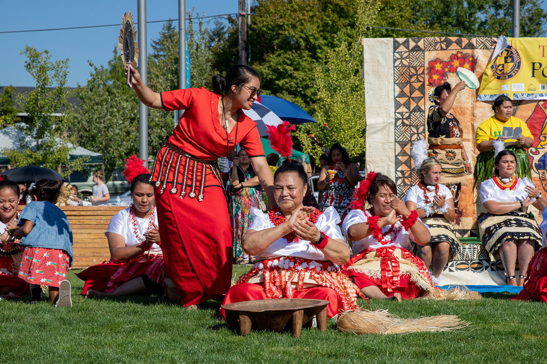 A group of performers sings at Tonga Day at Gateway Discovery Park.