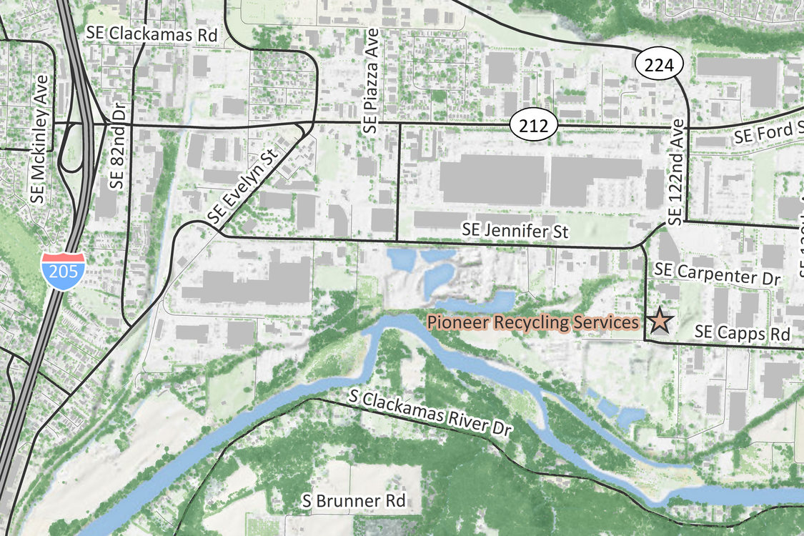 Location map of Pioneer Recycling Services