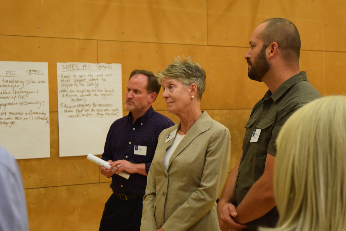 Small group listening to presentation