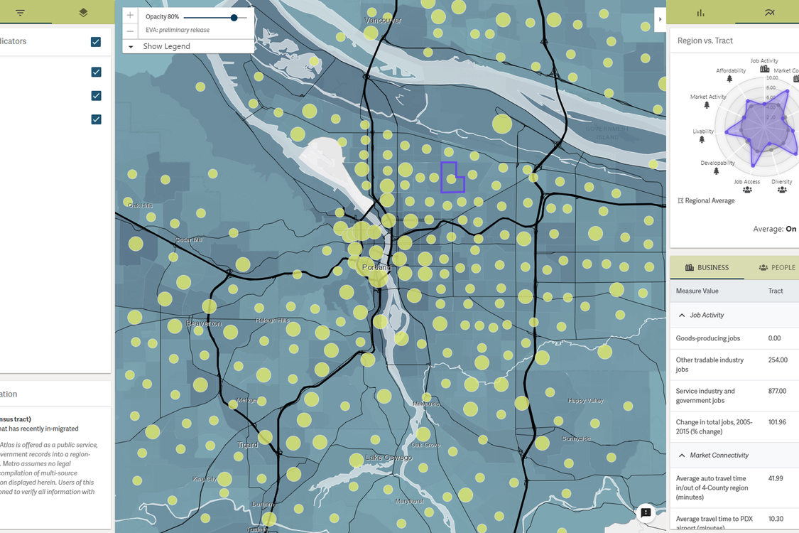 Screen shot of economic value atlas map