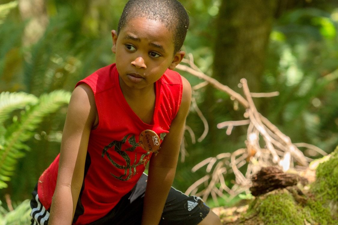 photo of Camp ELSO student at Oxbow Regional Park's ancient forest