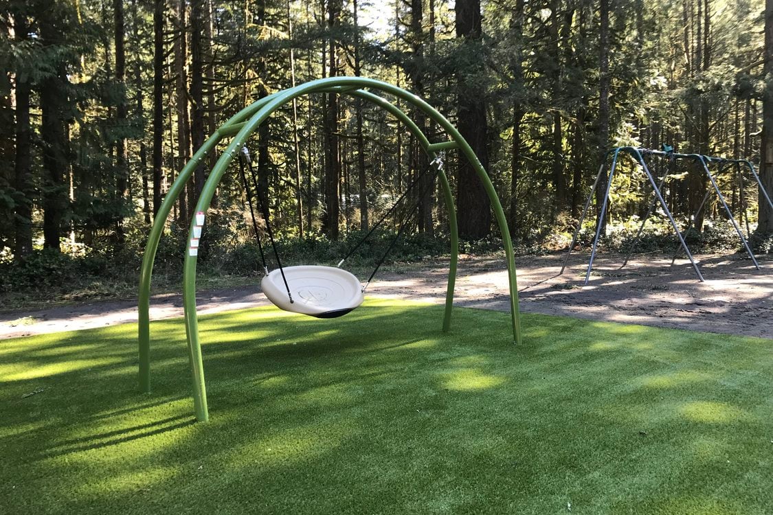 single swing on new nature play area