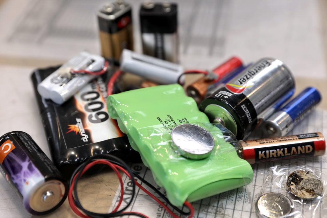 a variety of different battery types returned to Batteries Plus