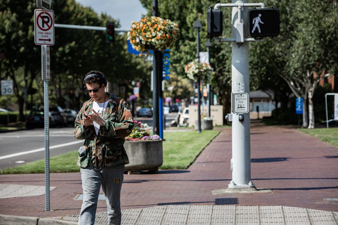 pedestrian crossing the street in Beaverton