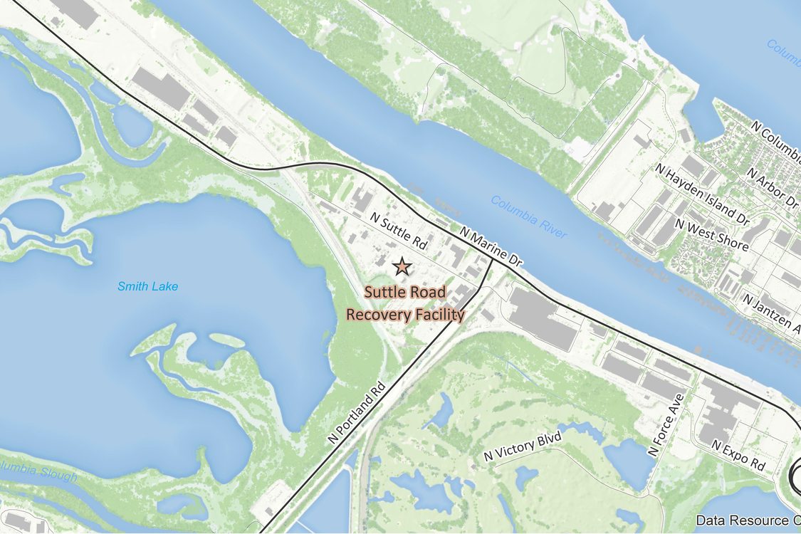 Suttle Road Recovery facility location map