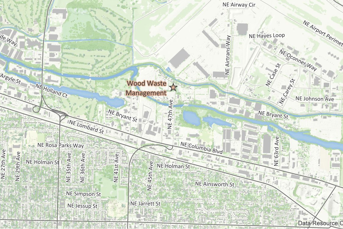 Wood Waste Management facility location map