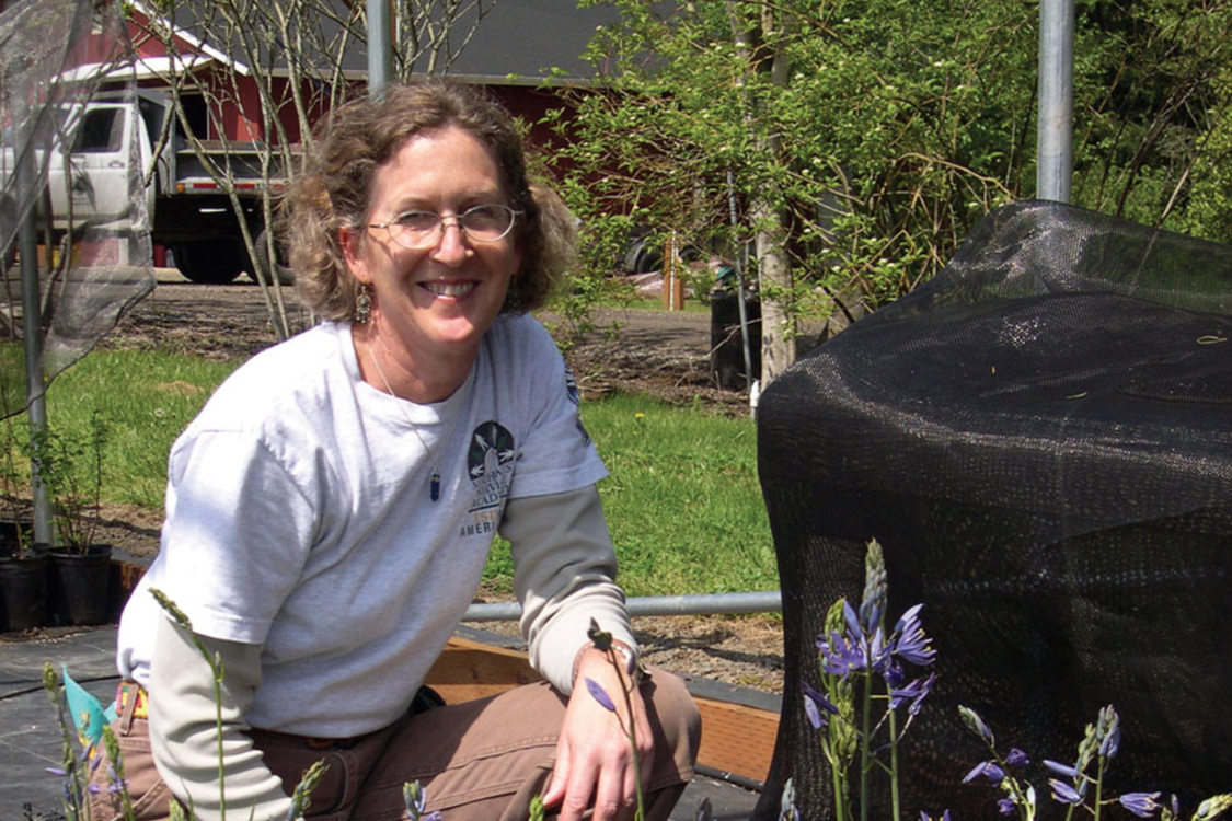 Holt-Kingsley pictured in 2005 when she started the Native Plant Center with Camassia leichtlinii.