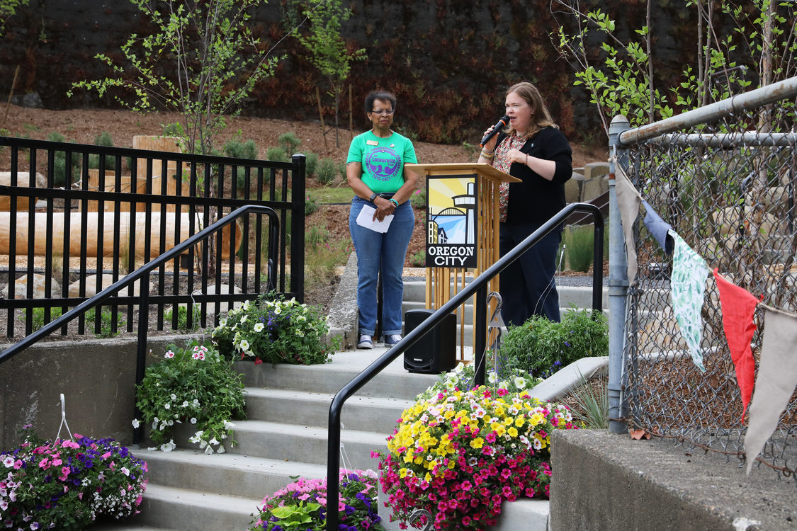 Metro Councilor Christine Lewis speaks at D.C. Latourette Park