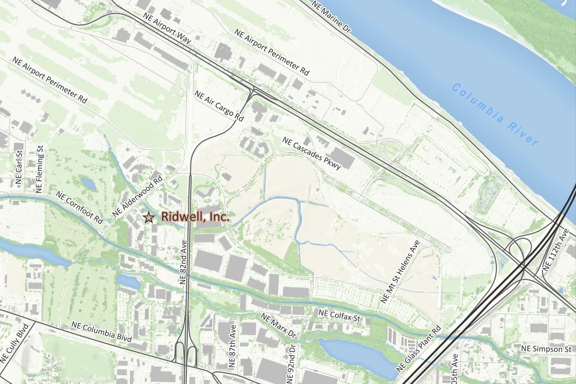 An image of a map of NE Portland showing the location of the Ridwell Inc. Portland Warehouse