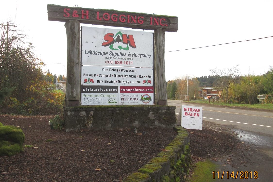 Exterior sign of S&H Logging, Inc. 