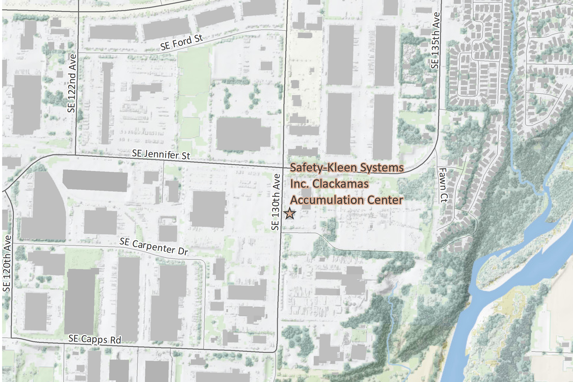 An image of a map showing the location of the Clackamas Accumulation Center