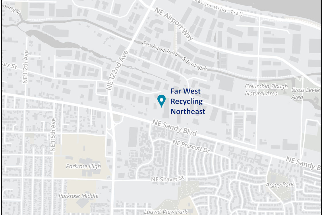 Map of Far West Recycling - Northeast Portland.