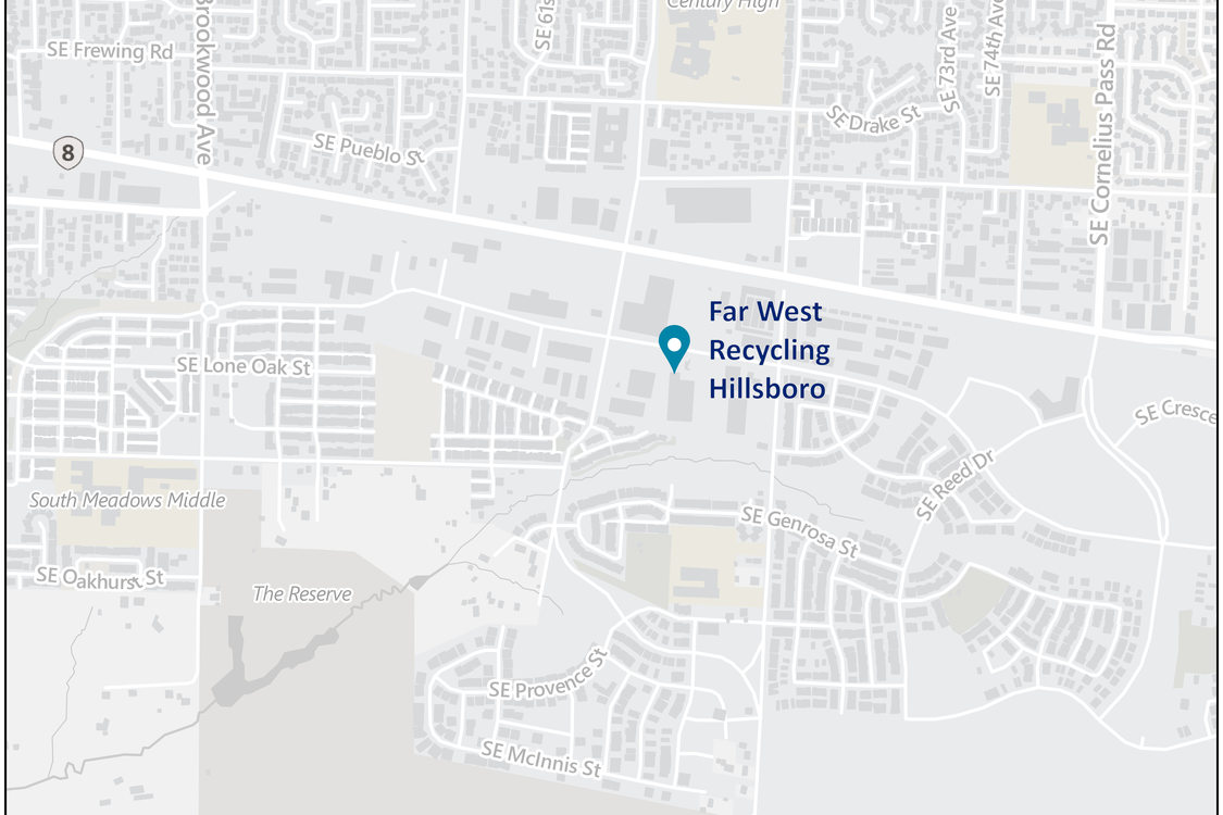 Map of Far West Recycling - Hillsboro