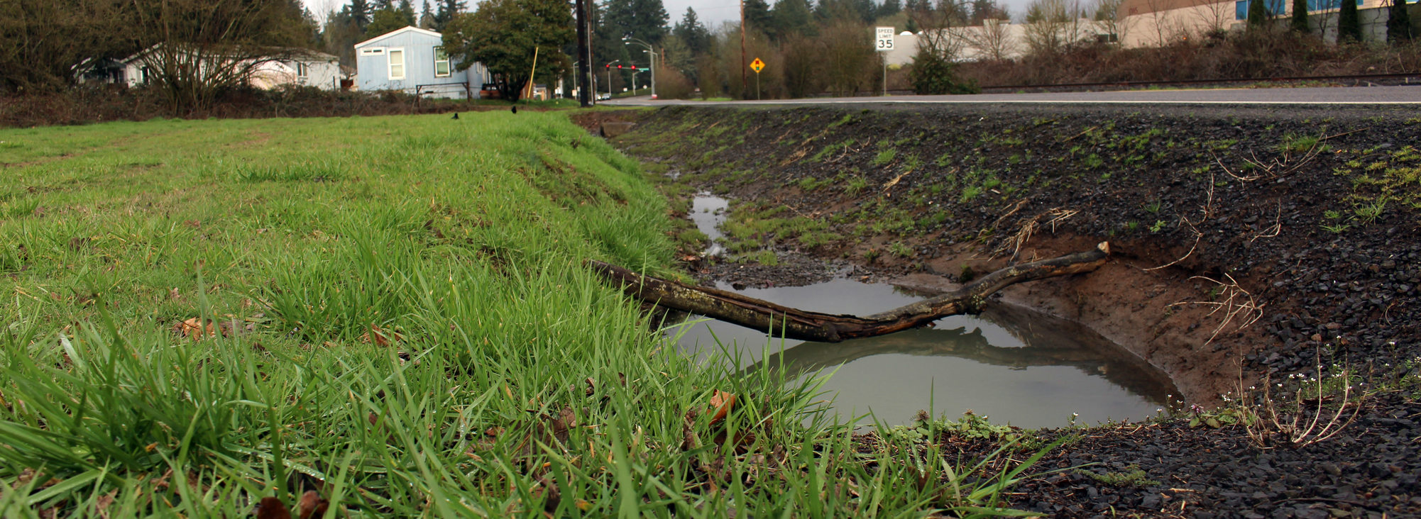 drainage ditch alongside Herman Road in Tualatin