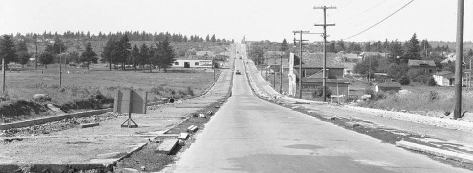 82nd Avenue in 1934, a desolate farm-to-market road, black and white
