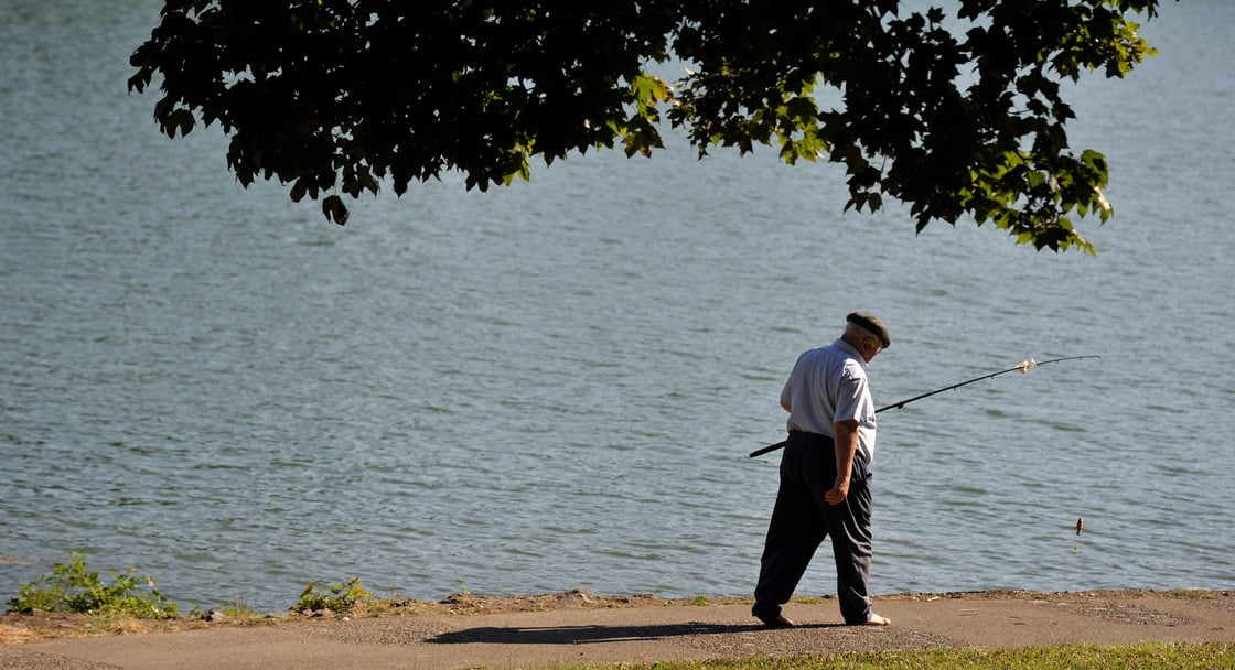 photo of fisherman at Blue Lake