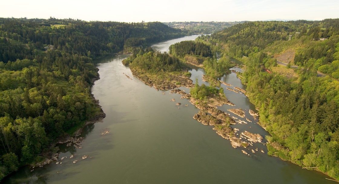 aerial photo of the Willamette Narrows