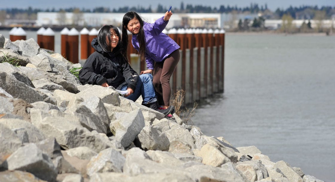 people smiling at Broughton Beach