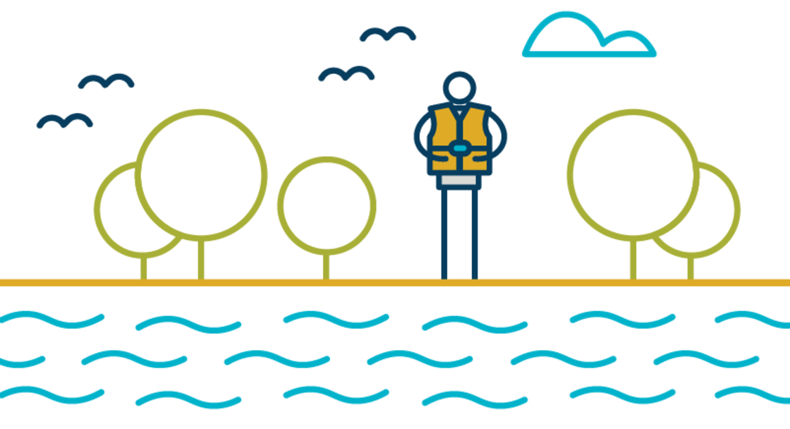 illustration of a person wearing a life jacket