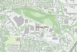 Location map for McFarlane's Bark, showing the facility location against a map of  Milwaukie, Oregon