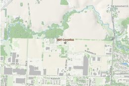 A map image focusing on S&H Cornelius solid waste facility 